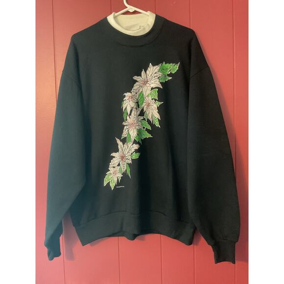 Logotel For Her 1980’s Sweatshirt POINSETTIAS Size Large - Picture 10 of 10
